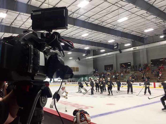 Levy Production crew filming Vegas Knights practice 
