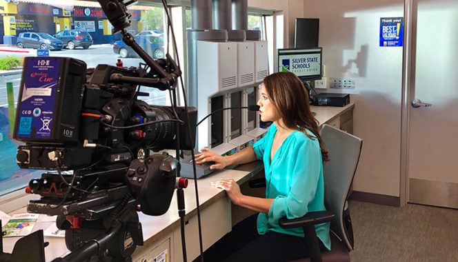 Levy production crew filming commercial silver state school credit union
