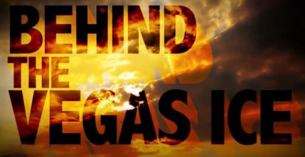 Image of sunset clouds with words reading Behind The Vegas Ice on the image