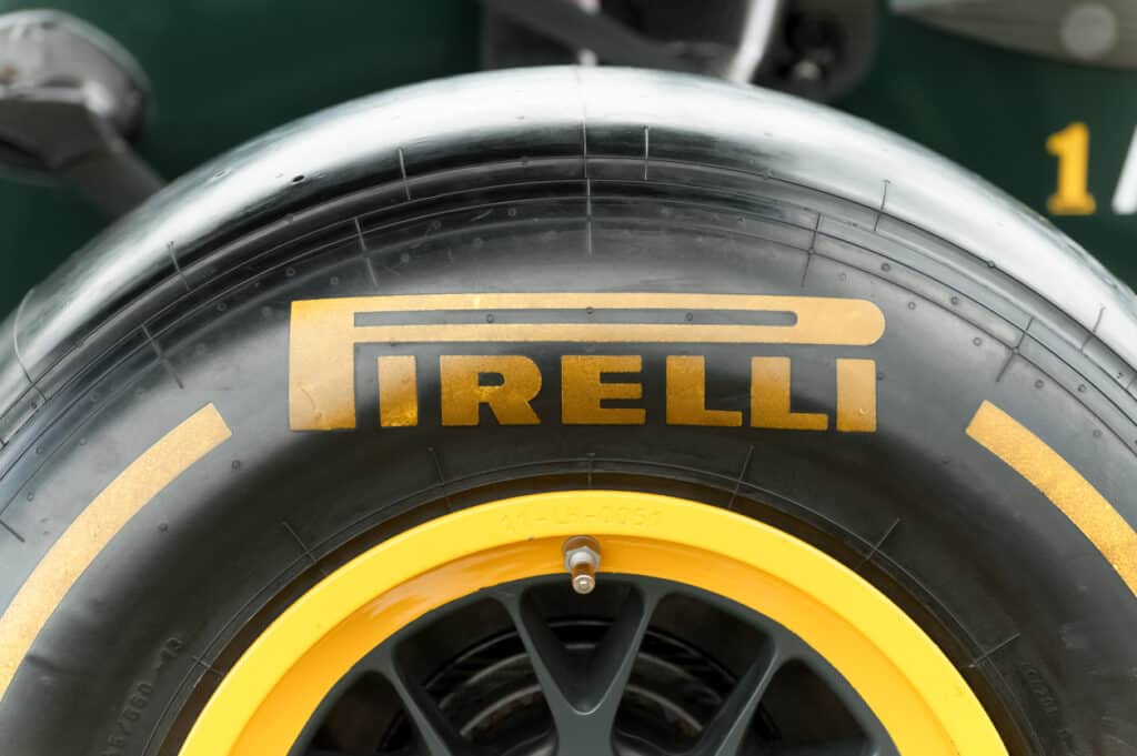 Pirelli tire on race car