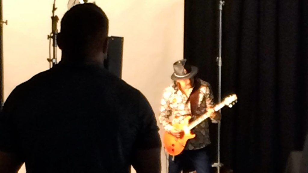 Carlos Santana during a video shoot