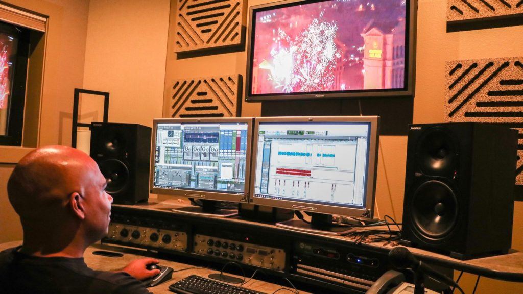 Levy Production Group audio editing setup