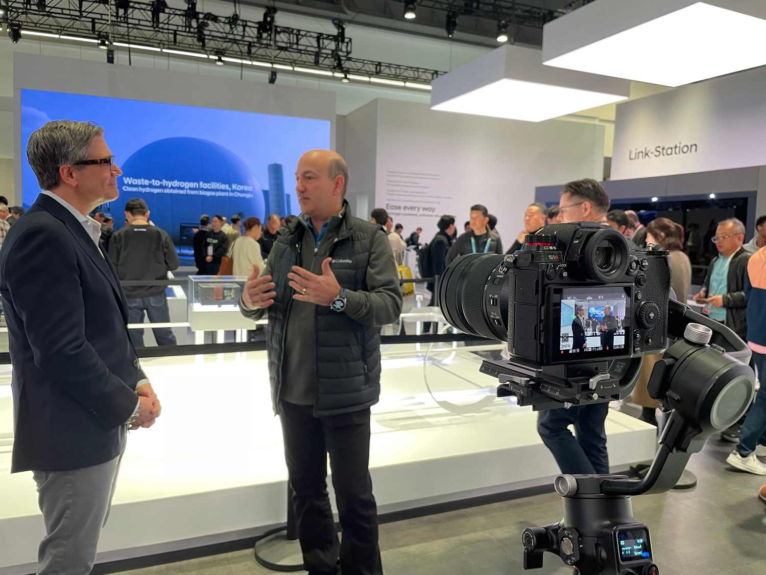 Levy Production Group camera crew filming interview at Las Vegas convention