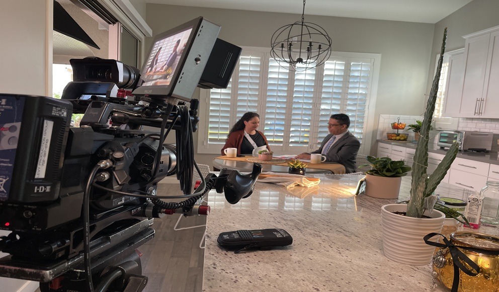Camera shooting a interview for hospitality business